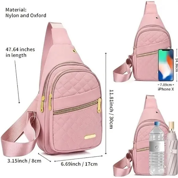 Contemporary Multiple Compartment Sling Bag Handbag Crossbody Black Audio Port - Image 6