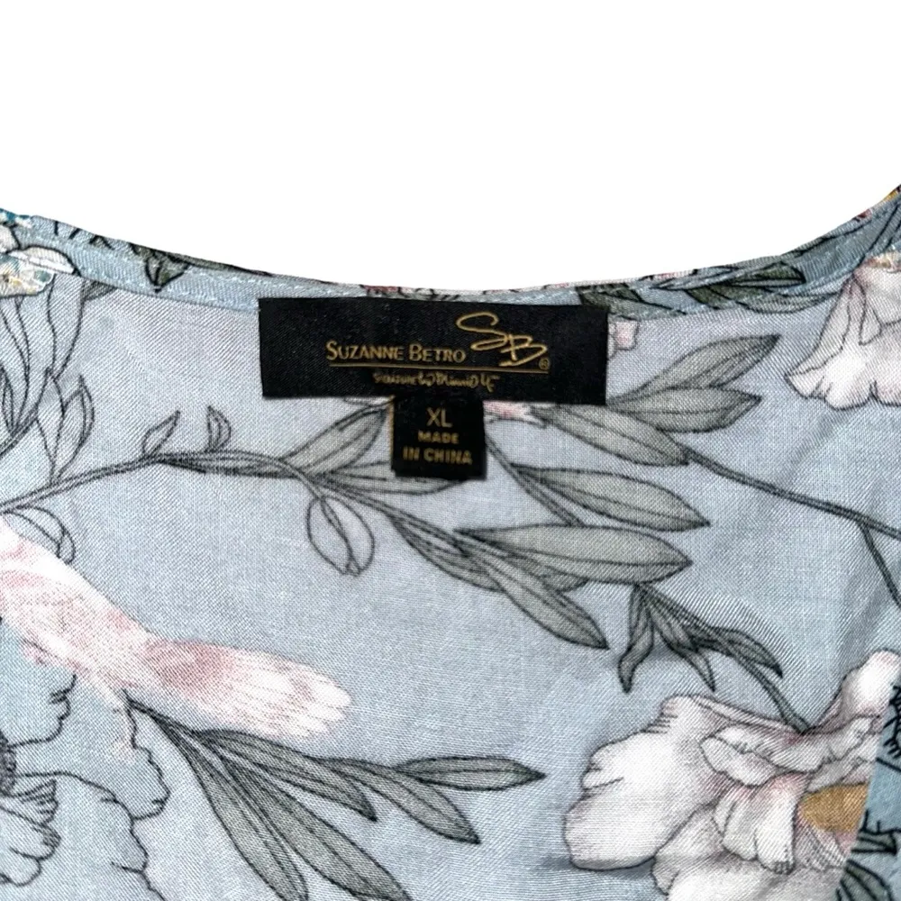 Suzanne Betro Mix Floral V-Neck Half Sleeve Top XL - Image 3