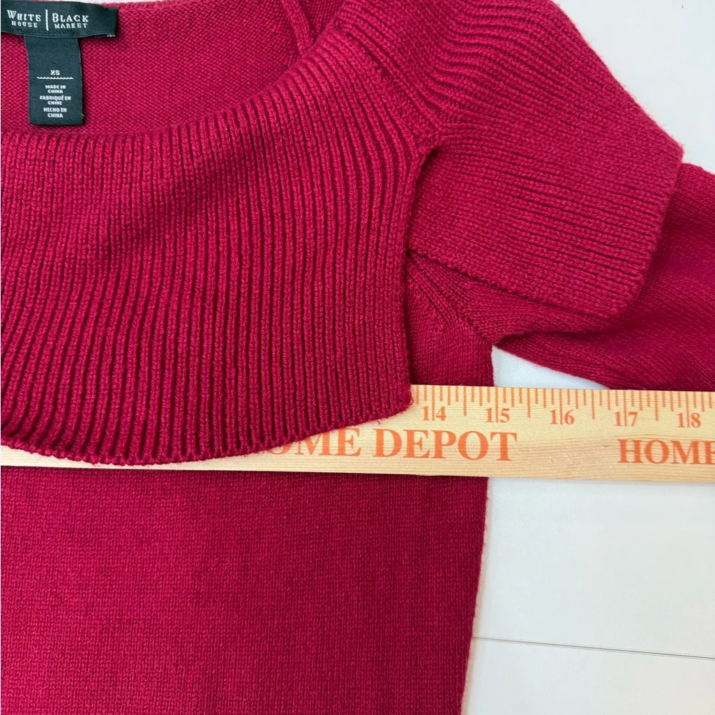 White House Black Market Off-Shoulder Sweater in Deep Red size XS - Image 4
