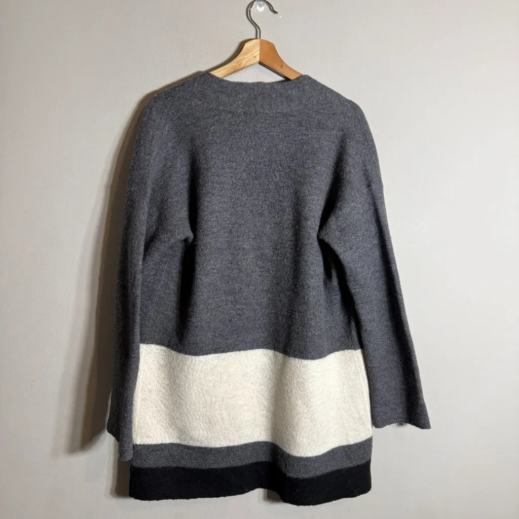 Eileen Fisher Merino Wool Long Kimono Cardigan Sweater Women's XS Ash Open Front - Image 5