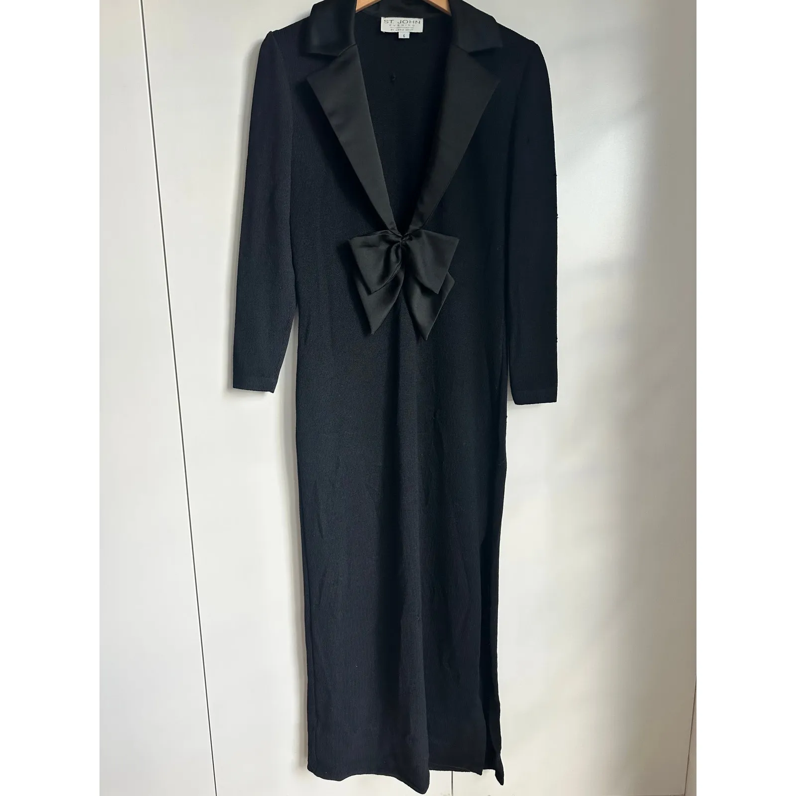 St John Evening Knit Evening Dress Size M 6Full Length Black Cocktail Holiday - Image 2