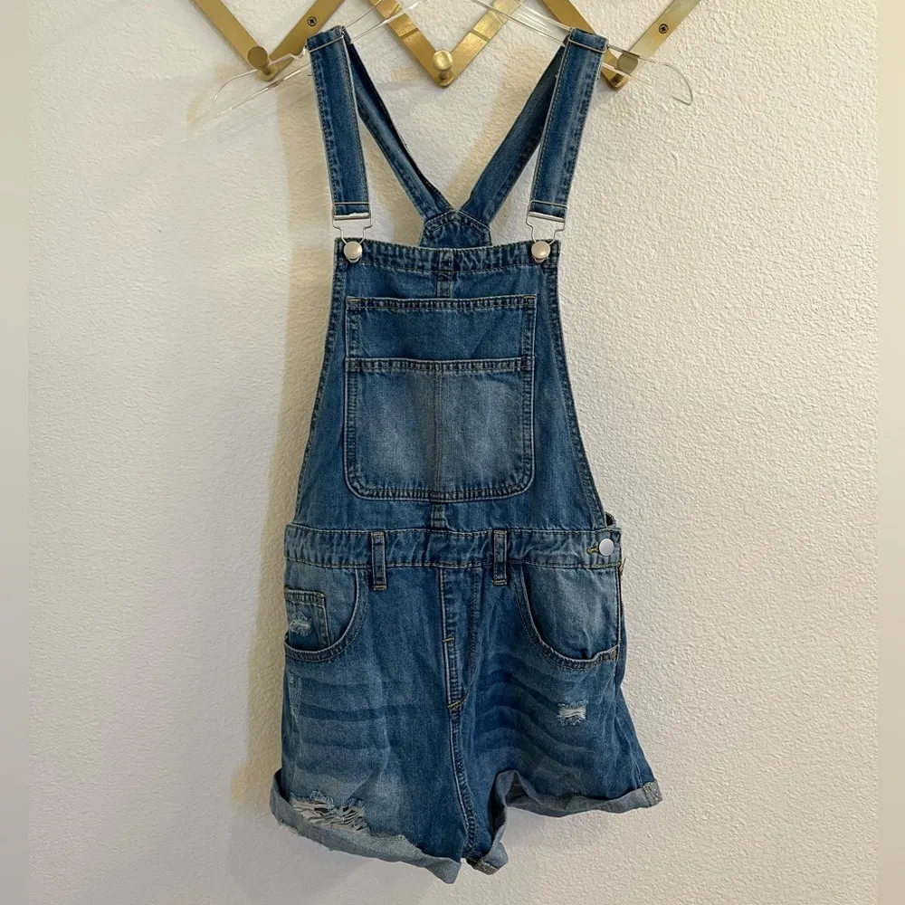 NWT Revolve Superdown Carmen denim short overalls Medium - Image 5