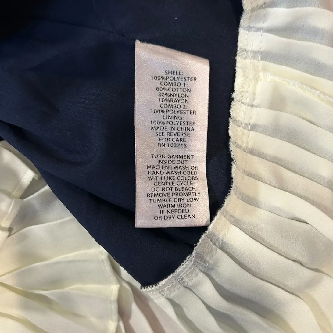 NWT NANETTE LEPORE Navy Cream Sleeveless Lace Collar Babydoll Shift Twee Dress 8 - Image 9