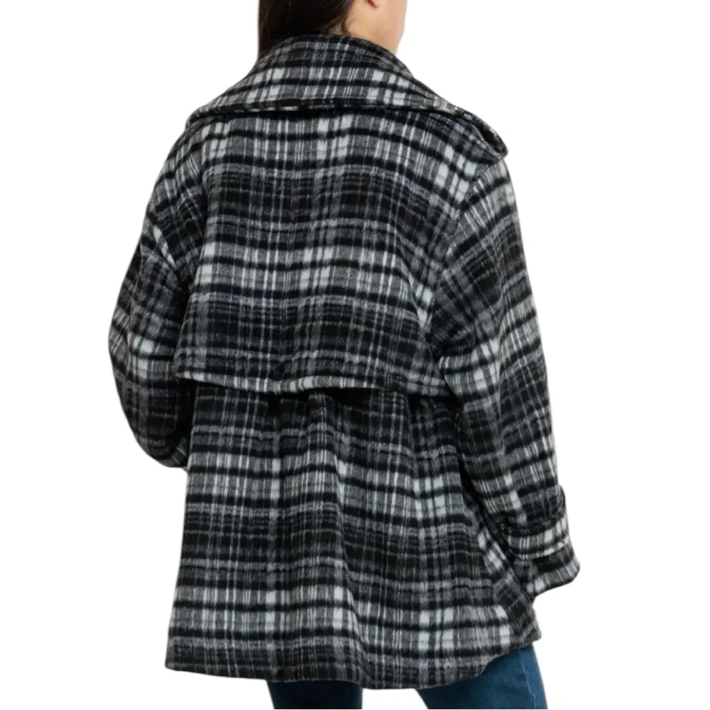 Free People Highlands Wool Plaid Peacoat - Image 3