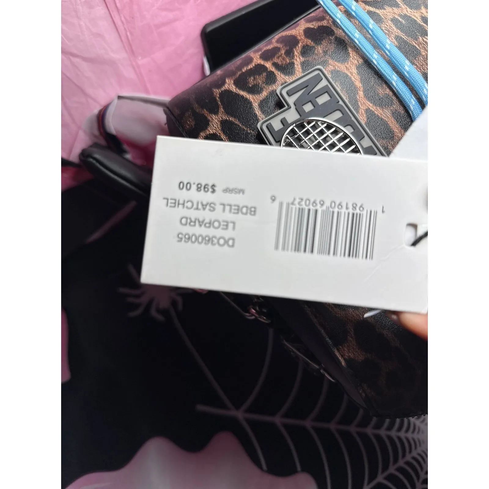 New Steve Madden Leopard Print Satchel Crossbody Bag Tennis Racket Ball Charm - Image 4