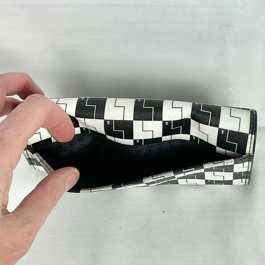 LAMB Black & White Checkerboard Wallet Y2K Signature Zip Around vintage - Image 8