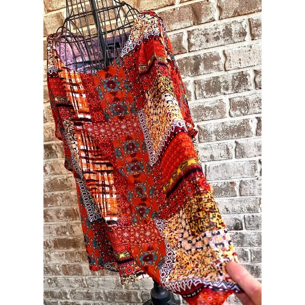 Ava & Grace Woman Asymmetrical Overlay Top 3X Floral Abstract Dolman Sl… - Image 5