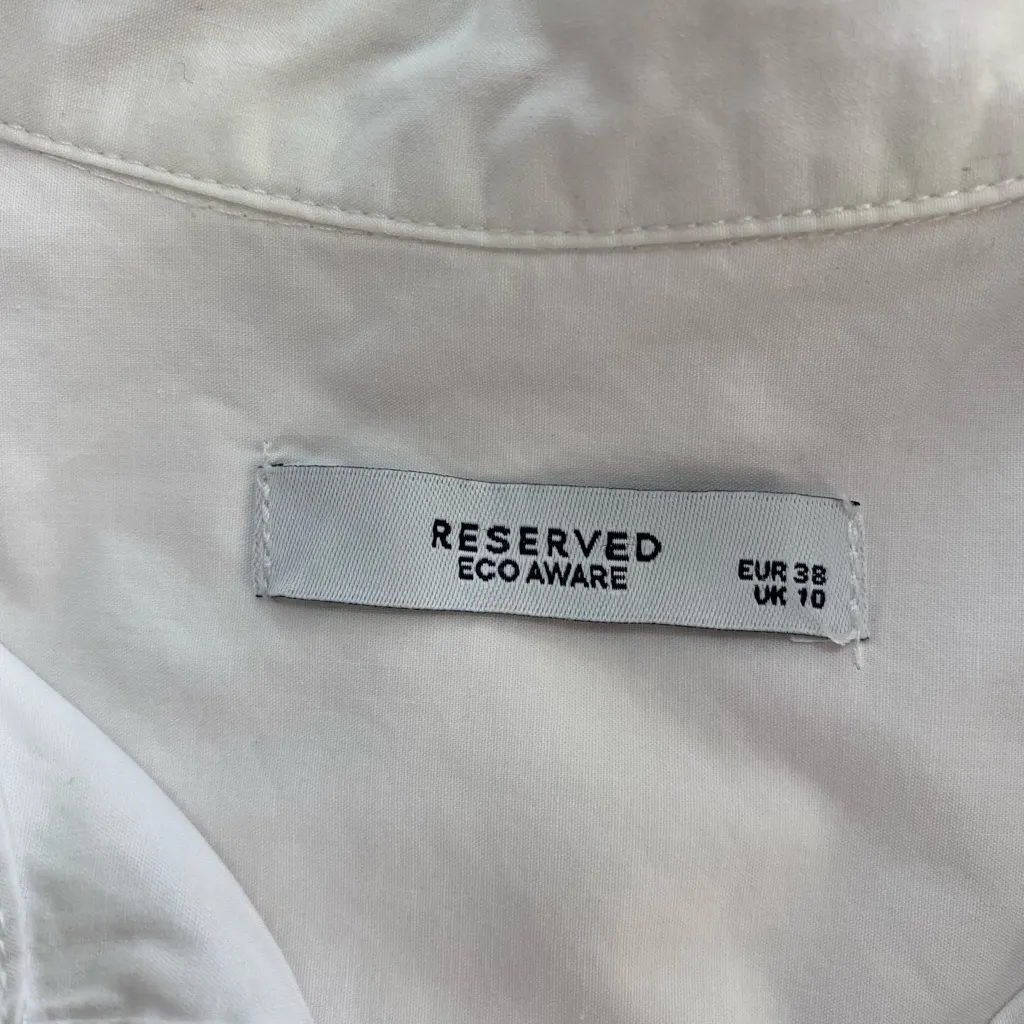 Reserved Eco Aware Women White Button Down Shirt Size M EUR 38 UK 10 Long Sleeve - Image 3