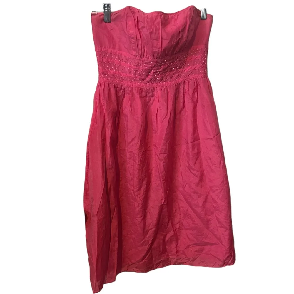 Lilly Pulitzer Parade Pink Strapless Beaded Silk/Cotton Blend Sz 2 Katrina Dress - Image 2