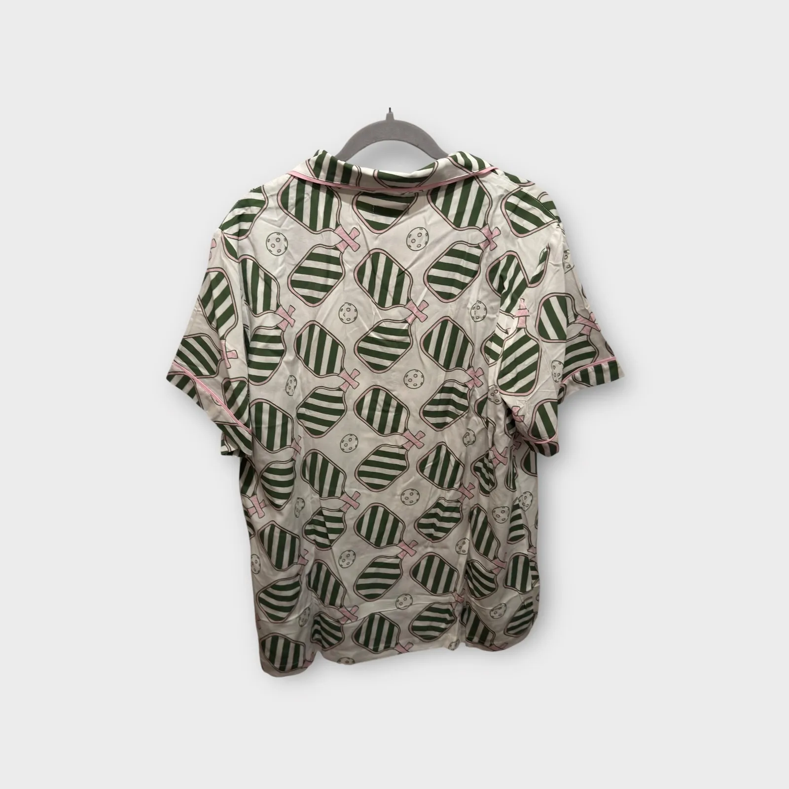 Katie Kime Pajama Set 2XL Womens Pickleball Print Short Sleeve Top & Shorts White Size XXL - Image 3