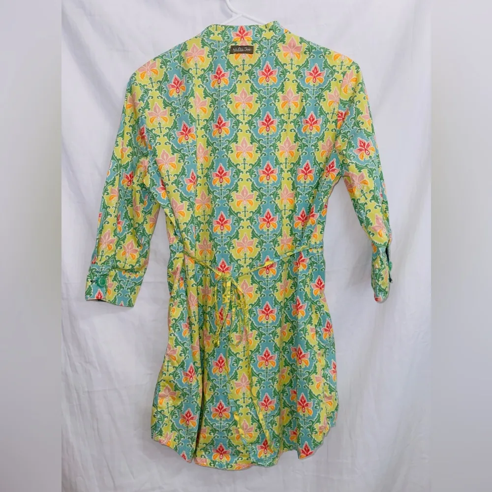 Matilda Jane Green Acres Floral Print Button Down Tunic Top Mini Dress size SM - Image 6