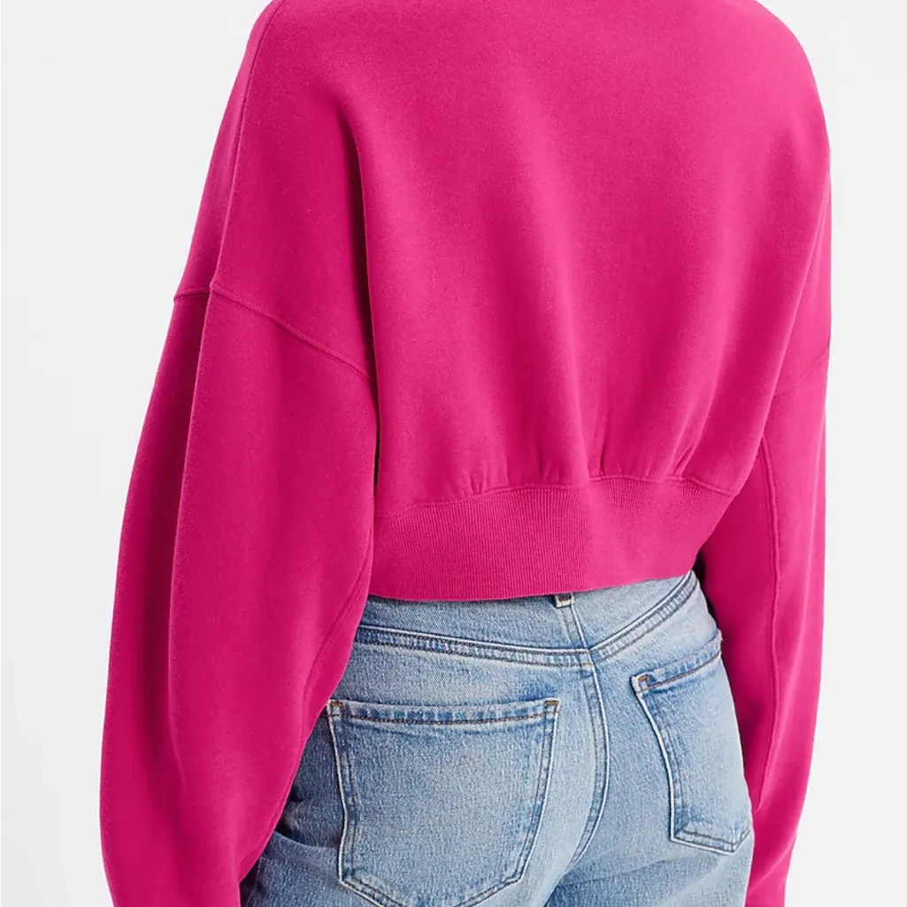 Fashion Quarter Zip Banded Bottom Cropped Sweatshirt Size M - Image 2