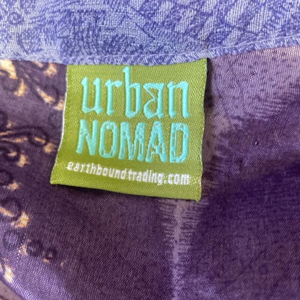 100% Silk Urban Nomad Print Wrap Tie Midi Mid Length Bohemian Skirt OS Blue Size undefined - Image 4