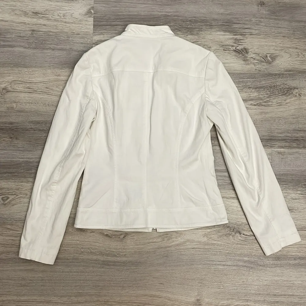 Hilton Hollis White Zip Front Crew Neck Blazer / Jacket Size 2 - Image 6