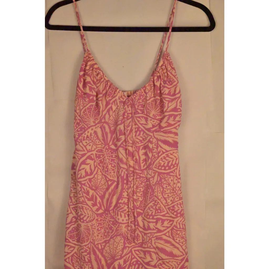 Women's Sienna Sky Pink Beige Leaf Print Maxi Dress XS - Image 2