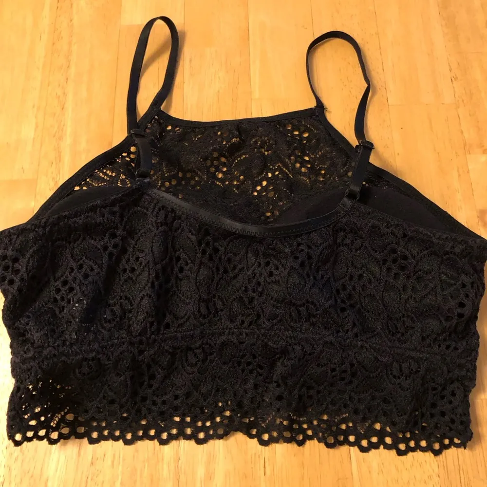 Floral Lace Bralette Black Adjustable Straps‎ M - Image 2