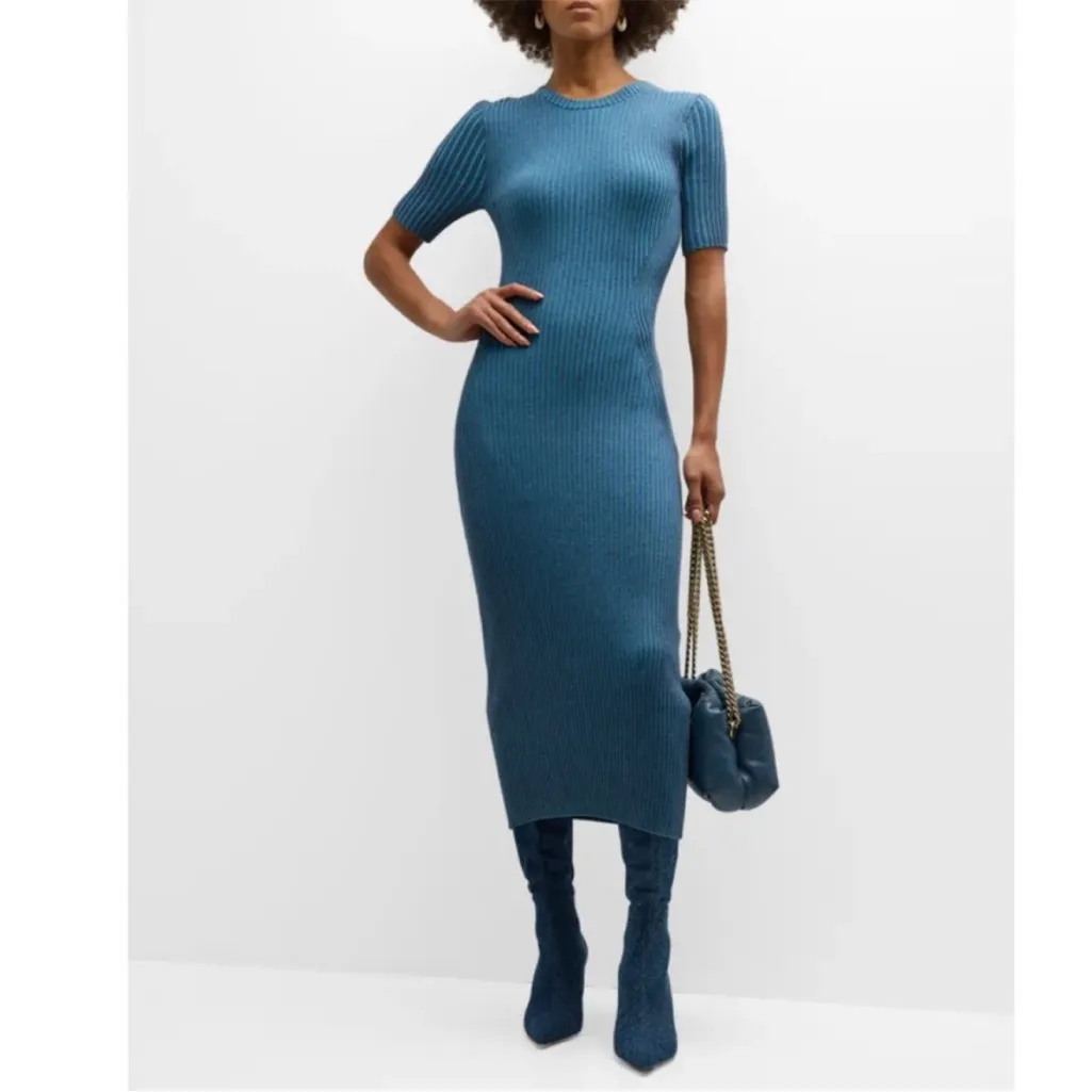 Rails Genesis Blue Lake Melange Ribbed Short Sleeve Knit Sweater Dress Size XS - Image 8