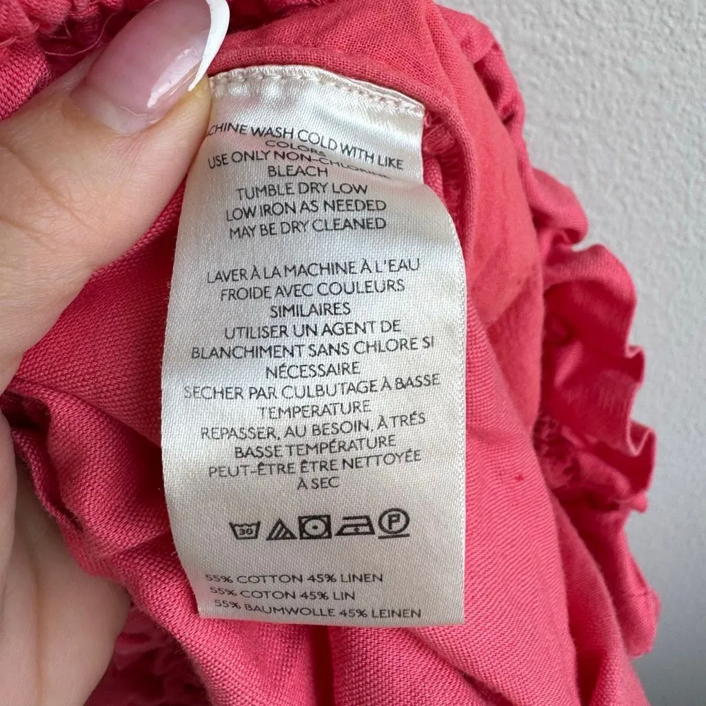 By Anthropologie Linen Cotton Scallop Hem Lightweight Double Tie Shorts Size XS - Image 7