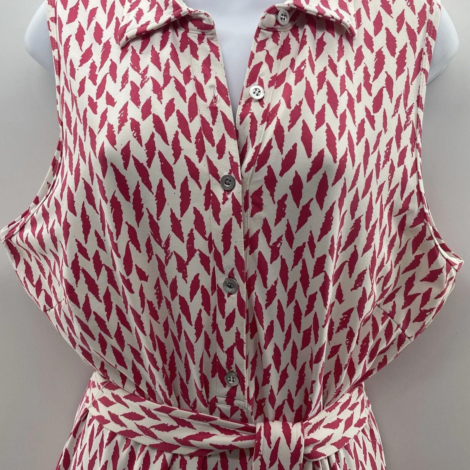 J. McLaughlin M Dolly Catalina Cloth Dress Sleeveless Carnaby Geo Pink Stretch - Image 6