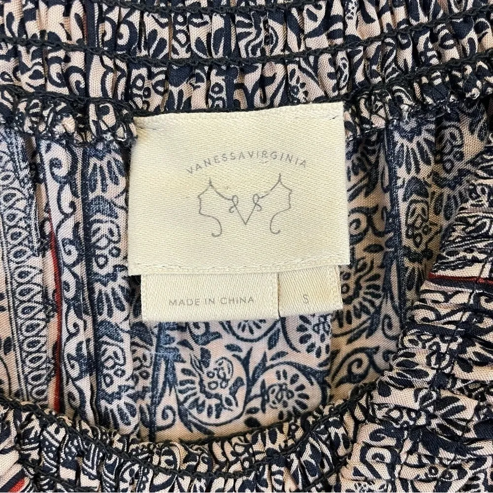 Anthropologie Black and Cream Off the Shoulder Lace Trim Western Boho Top Size S - Image 4