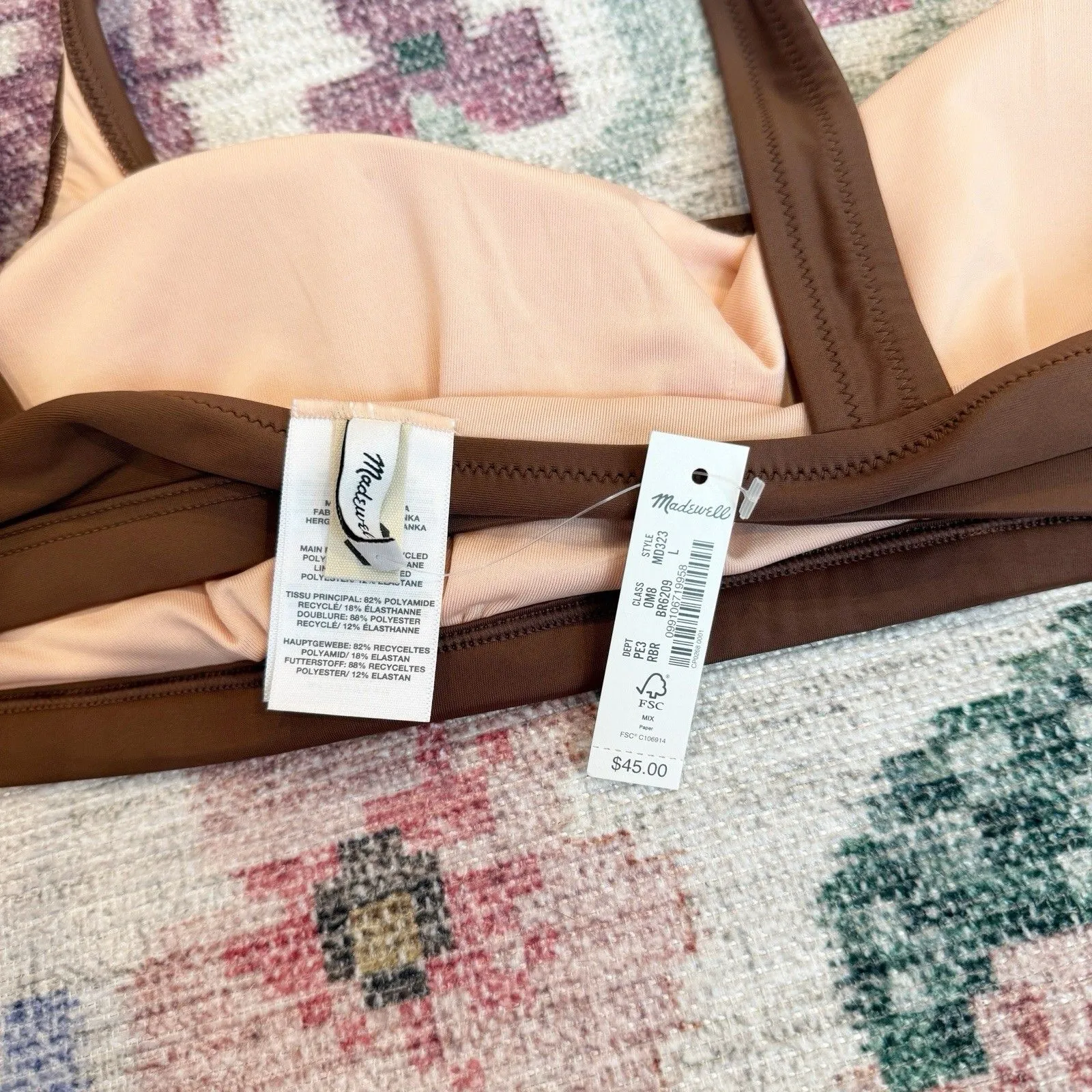 Madewell Womens Brown Balconette Bikini Top Size Large Resort Vacation Beach NWT - Image 3