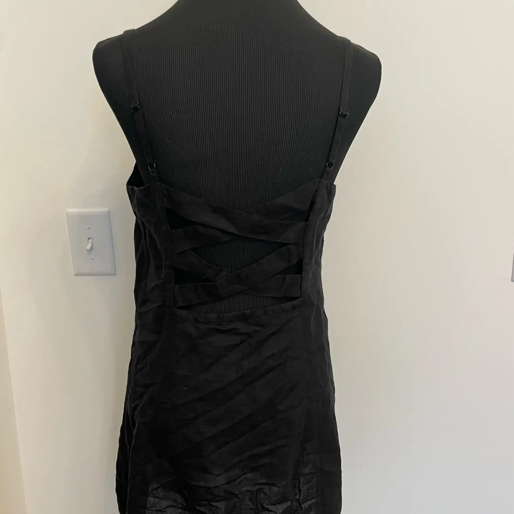 Urban Outfitters Linen Cotton Blend Button Front Strappy Back Mini Dress - Image 4