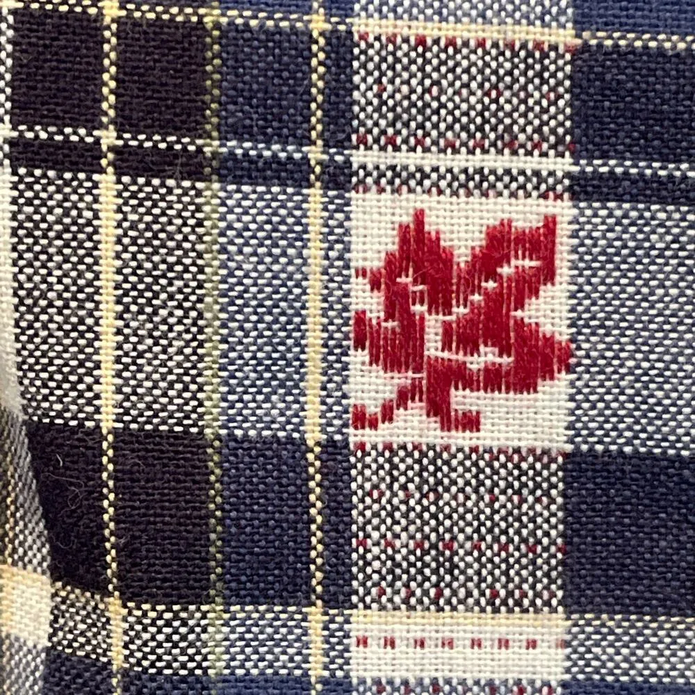 Bobbie Brooks Vintage Maple Leaf Blue Plaid Button Front shirt Large - Image 3