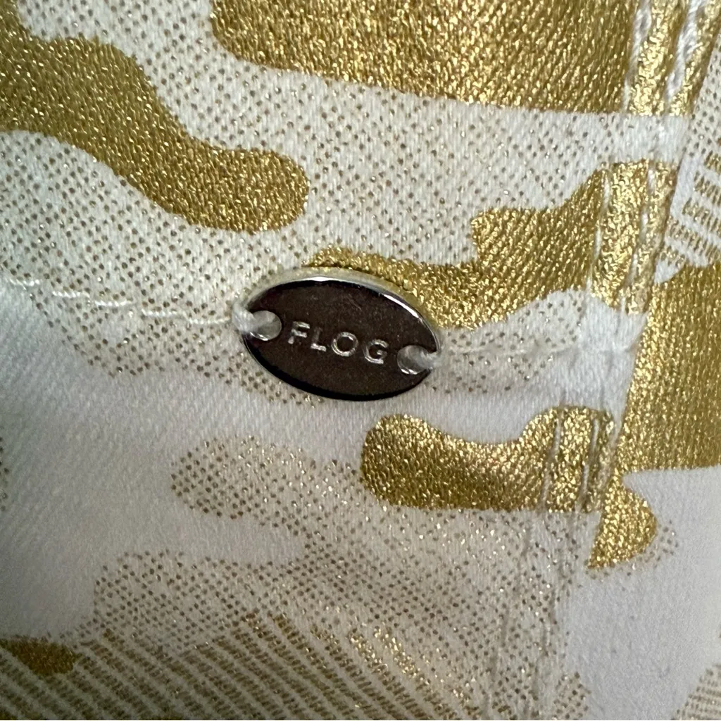 Bevy Flog Gold Camo Cotton Lycra Statement Luxury Designer joggers size 28 White - Image 7