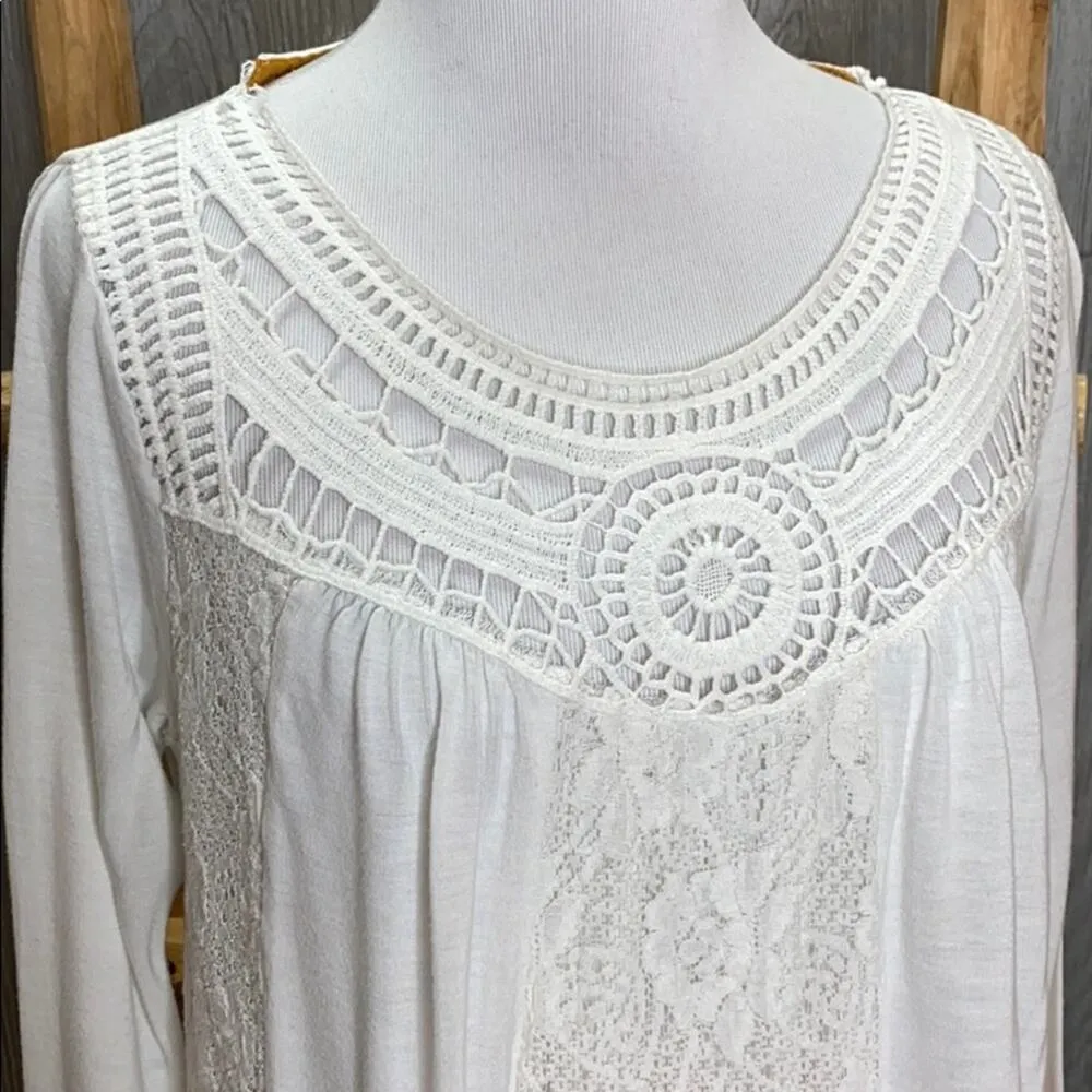 Clover + Scout Dip Dye Boho Lace Eyelet Blouse Medium - Image 2