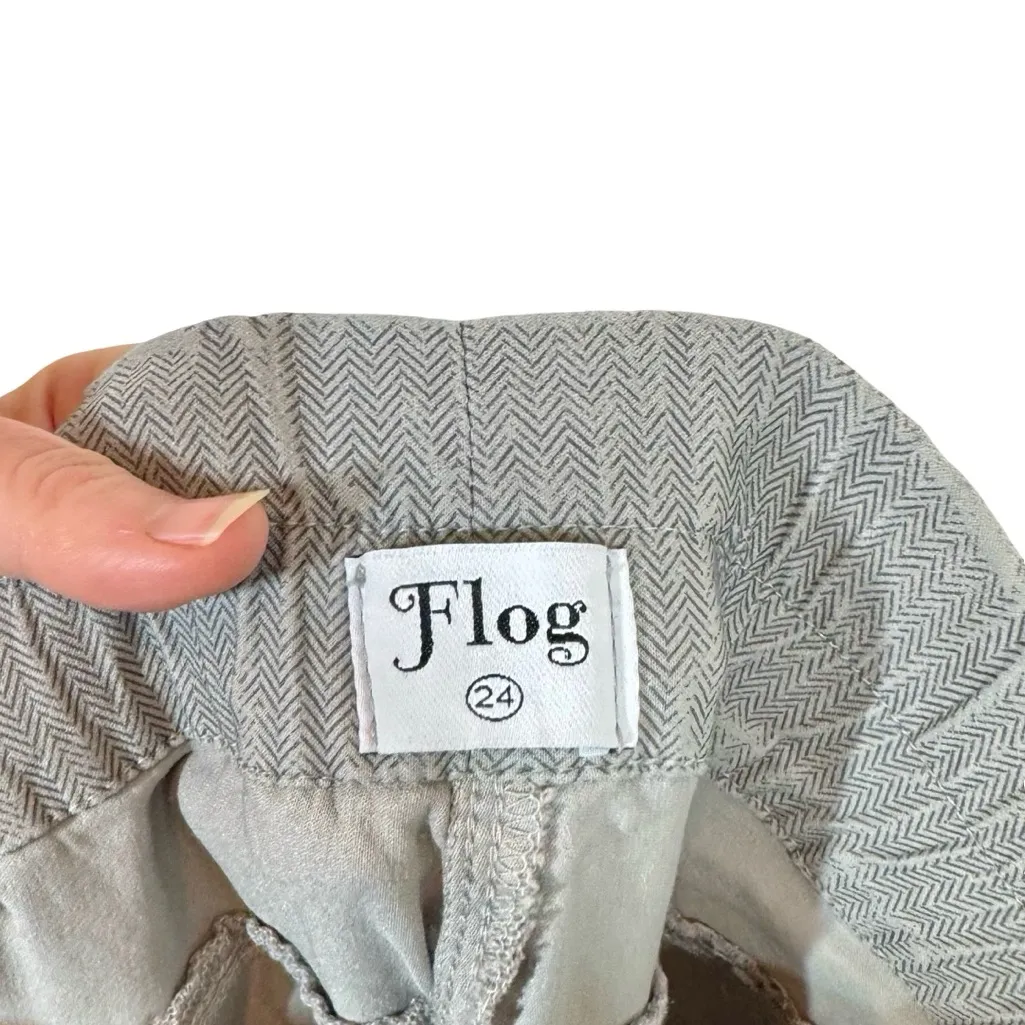 Bevy Flog Shely Gray Herringbone Drawstring Jogger Pants Size 24 - Image 9