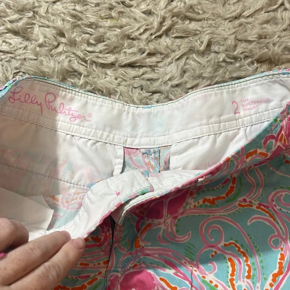 Lilly Pulitzer buttercup scallop shorts size 2 blue pink jammin be jelly - Image 3