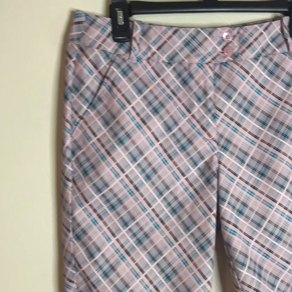 Callaway Flex Fabric UPF 50 Opti-Dri Pink Blue Plaid Checker ladies size 33” - Image 4