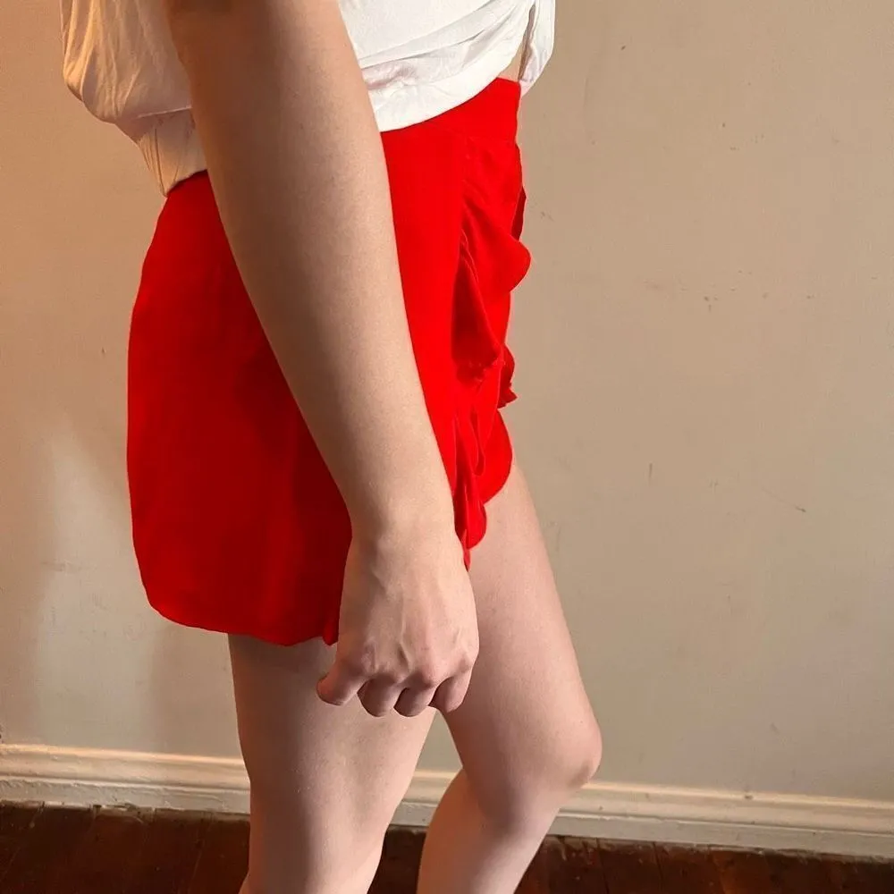 3/$20 H&M Red Ruffle Short Shorts 2 Boho XS - Image 3