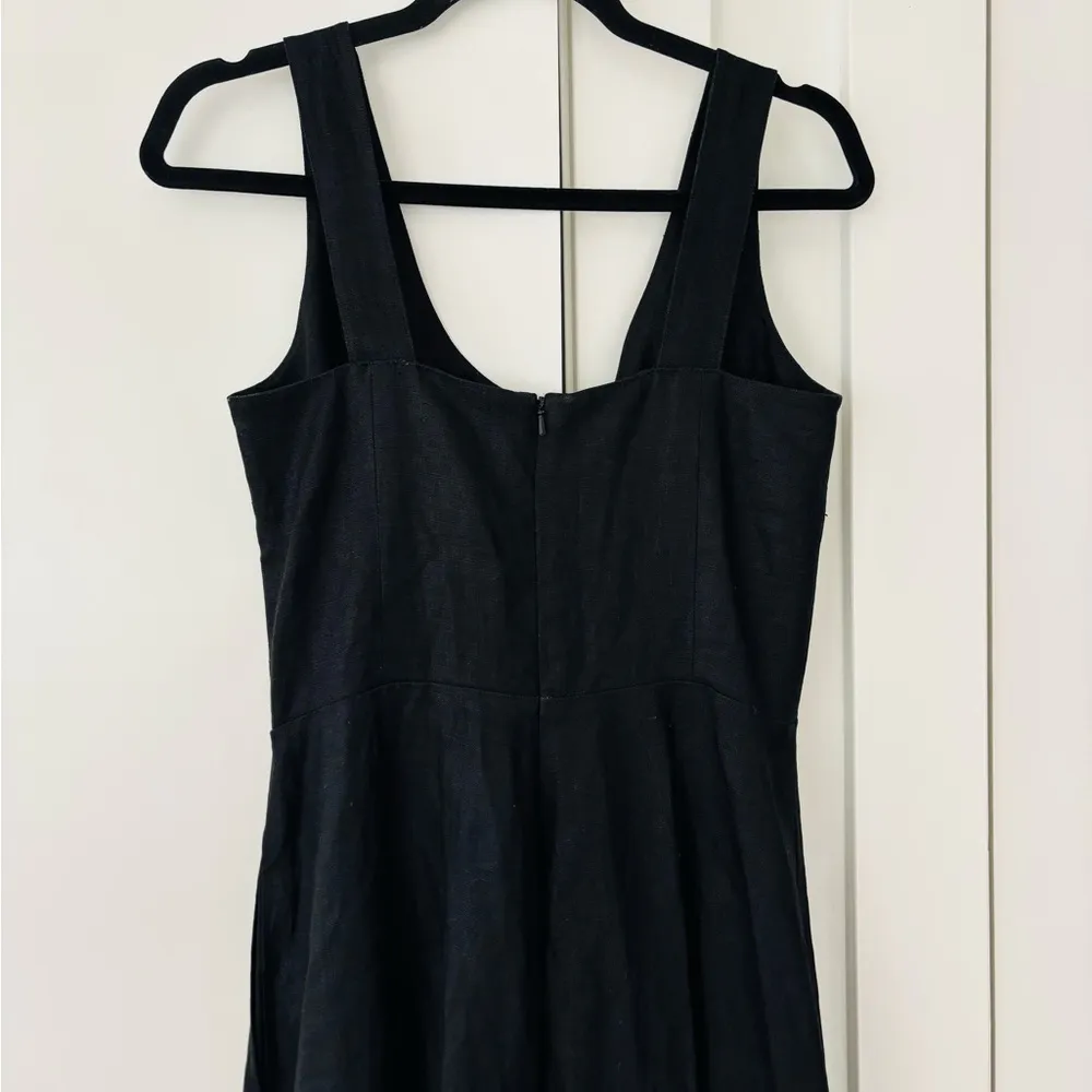 VTG Andrea Jovine Black Linen A-Line Midi dress size 8 - Image 6