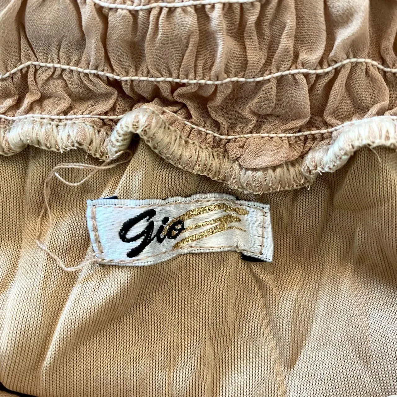 GIO Early 2000's Whimsygoth Babydoll Tan Cream Sequin Mesh Midi Dress M Size M - Image 7