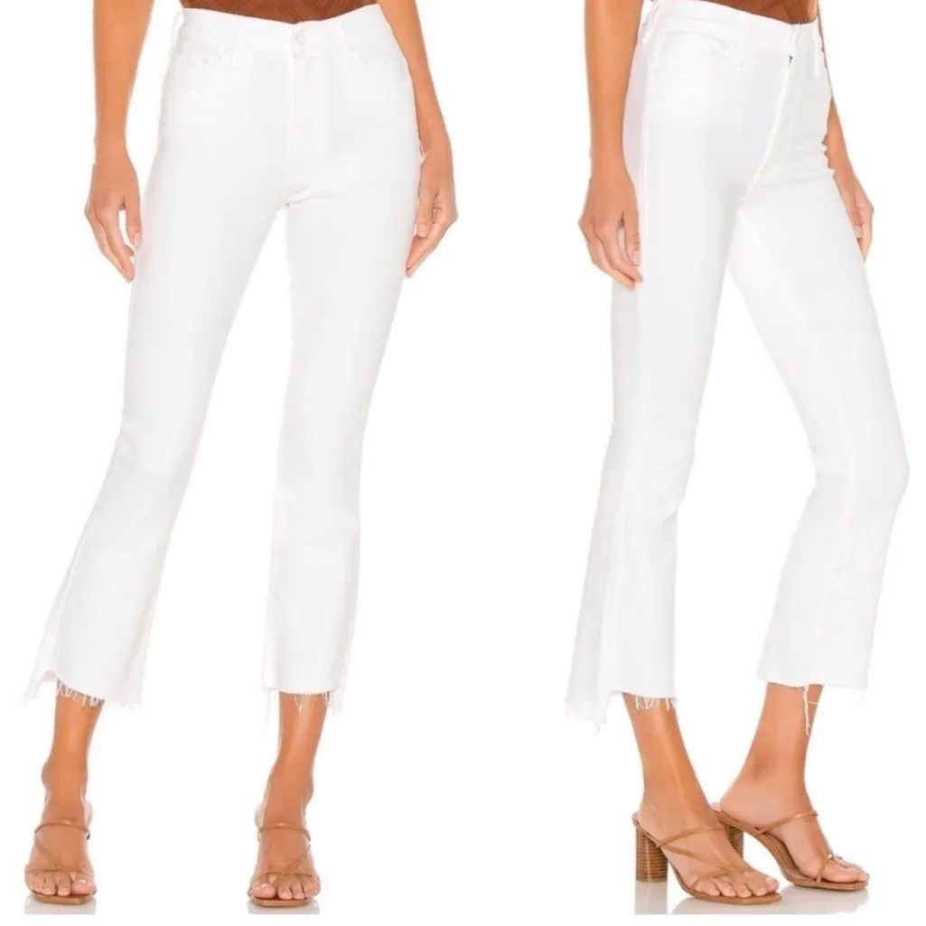 Mother White Insider Crop Step Fray Jeans in Fairest of Them All - Image 3