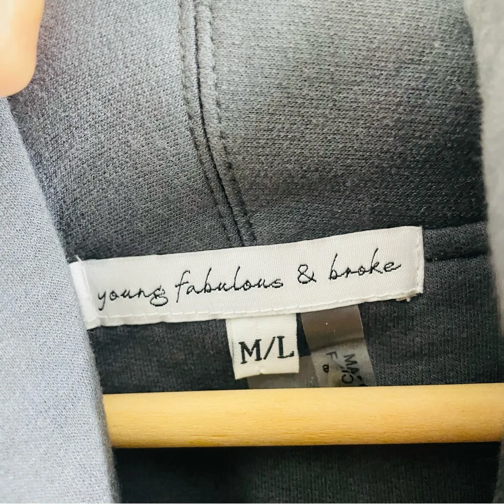 Young Fabulous & Broke Sandrine Coat Drape Hooded Quilted Jacket Grey Size M/L - Image 12