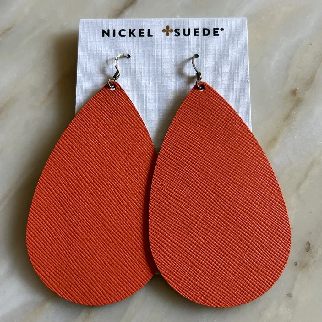 Nickel‎ & Suede Leather Tangerine Teardrops NEW Nickel Free Orange - Image 2
