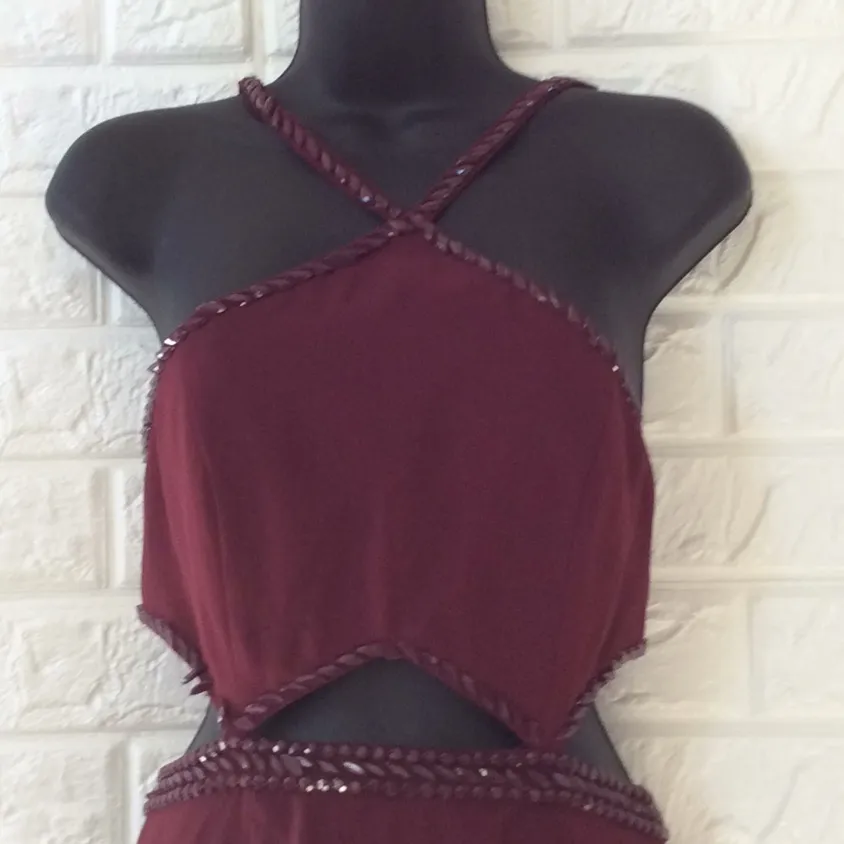 GB burgundy wine cut out midriff‎ mini dress - Image 3