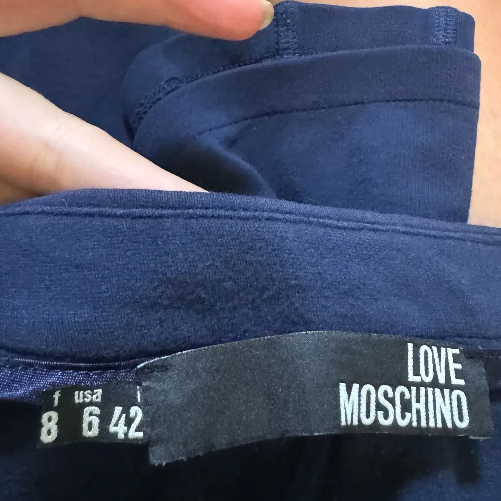 Love Moschino Jersey Knit Skirt Sz 6 Navy Blue - Image 14