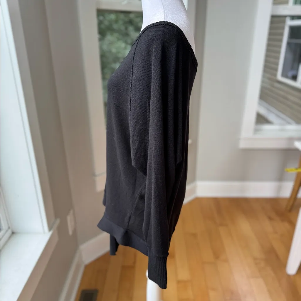 Express Black Off the Shoulder Boat Neck Tie Hem Sweater Size XS - Image 2