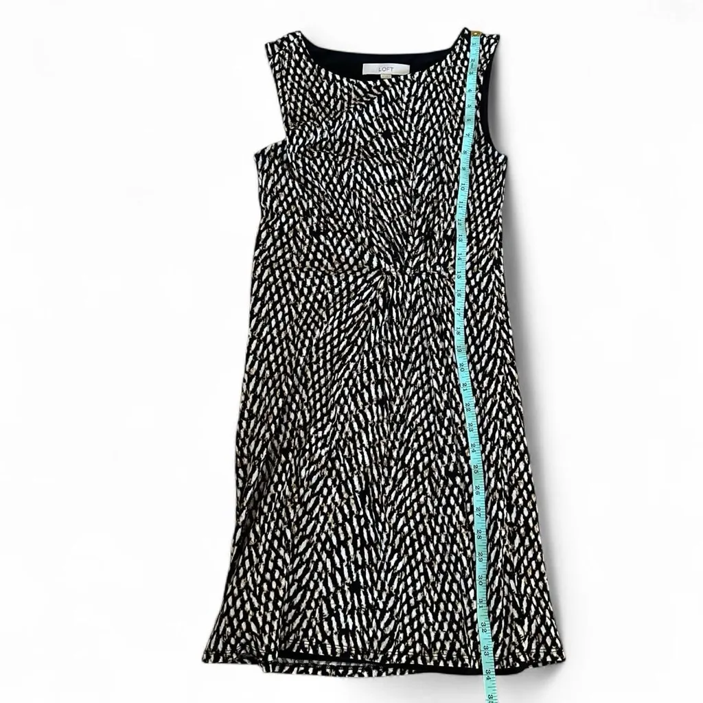 LOFT Black and White Patterned Midi Dress - Image 5