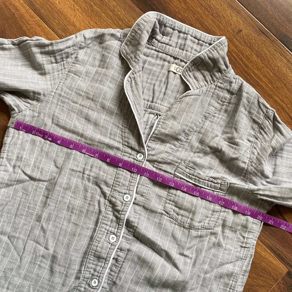 UGG 100% Cotton Lightweight Lounge Pajama Top Gray Gauze Cotton - Image 6