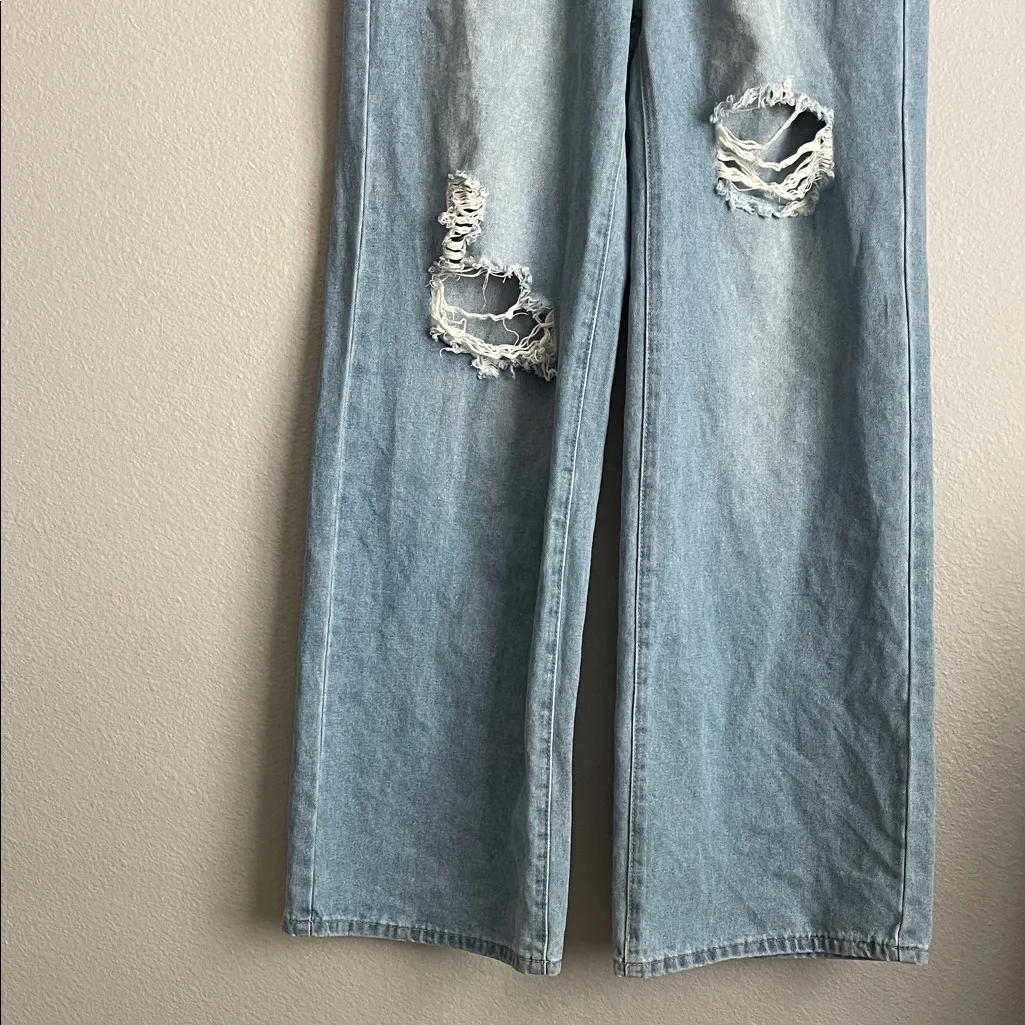SHEIN Light Blue Flare Distressed Jeans - Image 5
