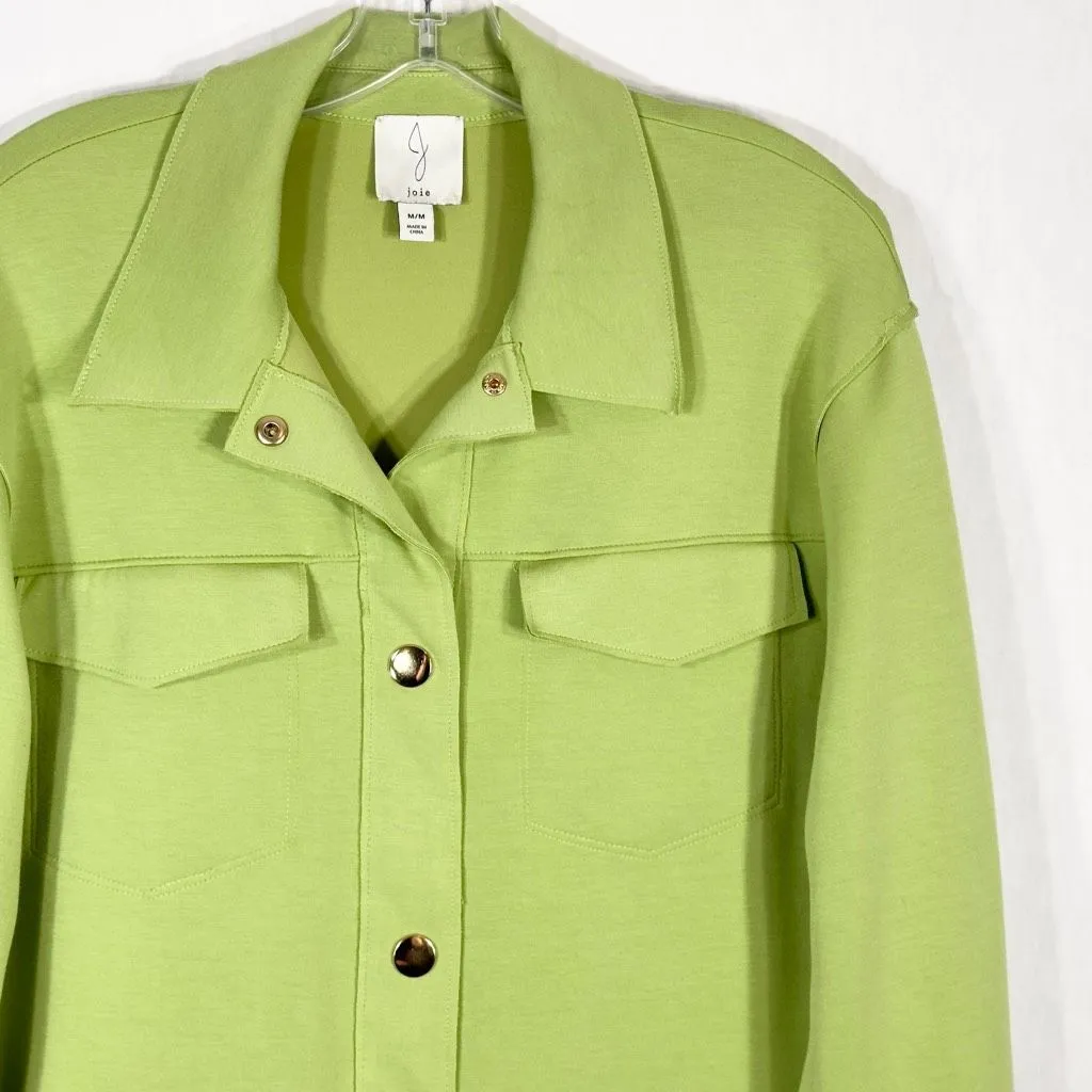Joie  Medium Jacket Bright Green Snap Closures Collar Stretch Solid Knit‎ 591 - Image 6