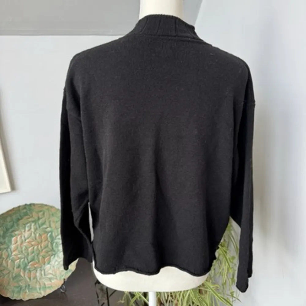 Margaret O’Leary Wool Blend Boxy Split Mock Neck Pullover Sweater Size 2 Minimal - Image 2