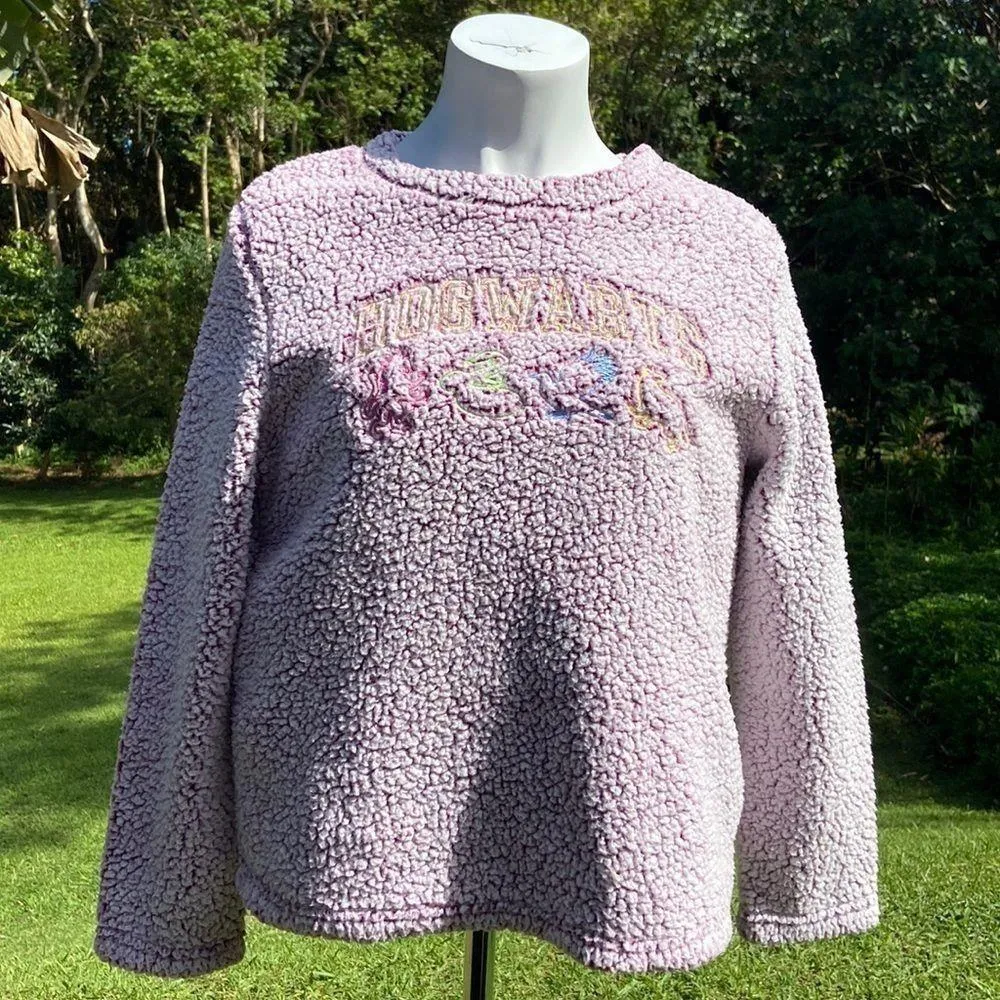 Wizarding World Harry Potter Purple Teddy Long Sleeve Sleepwear Size Medium - Image 4