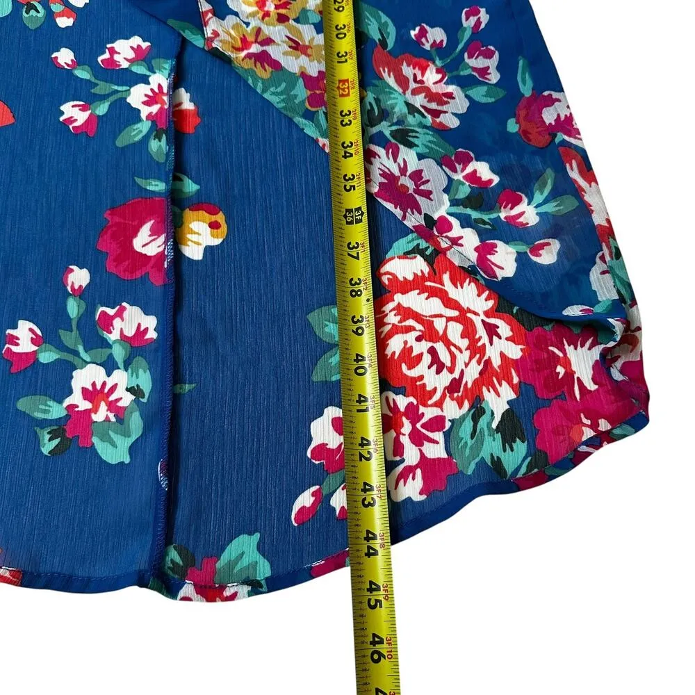 Sandy & Sid Blue Floral Sheer Cover Up Cardigan Women Size Small | 72-14 - Image 6