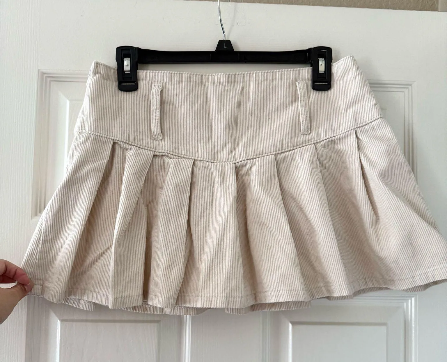 Princess Polly Cream Corduroy Pleated Mini Skirt - Image 3