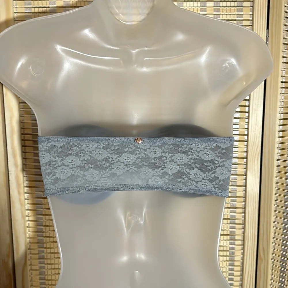 PINK Victoria's Secret Lilac or Pale Blue Gray Lace Bandeau Medium M - Image 7